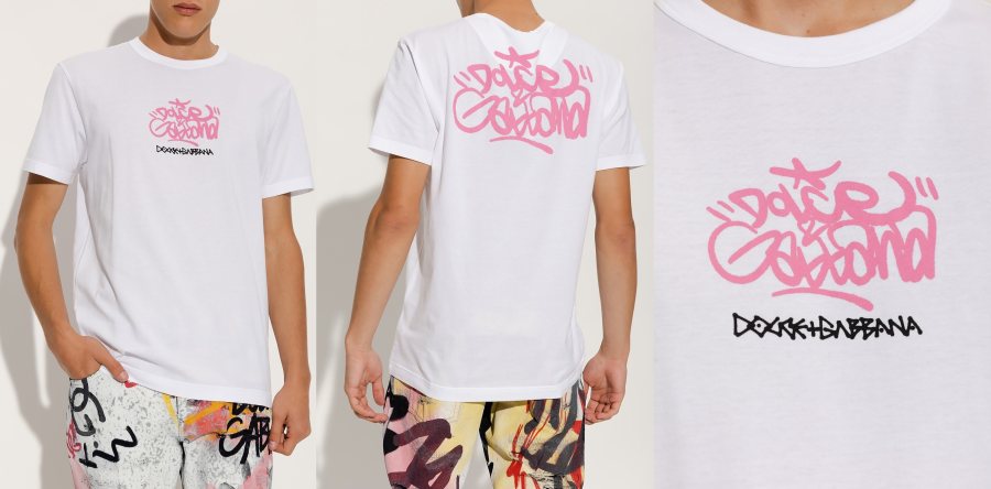 Dolce & Gabbana Graffiti Logo T-Shirt — White — 2