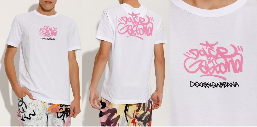 Dolce & Gabbana Graffiti Logo T-Shirt — White — 3