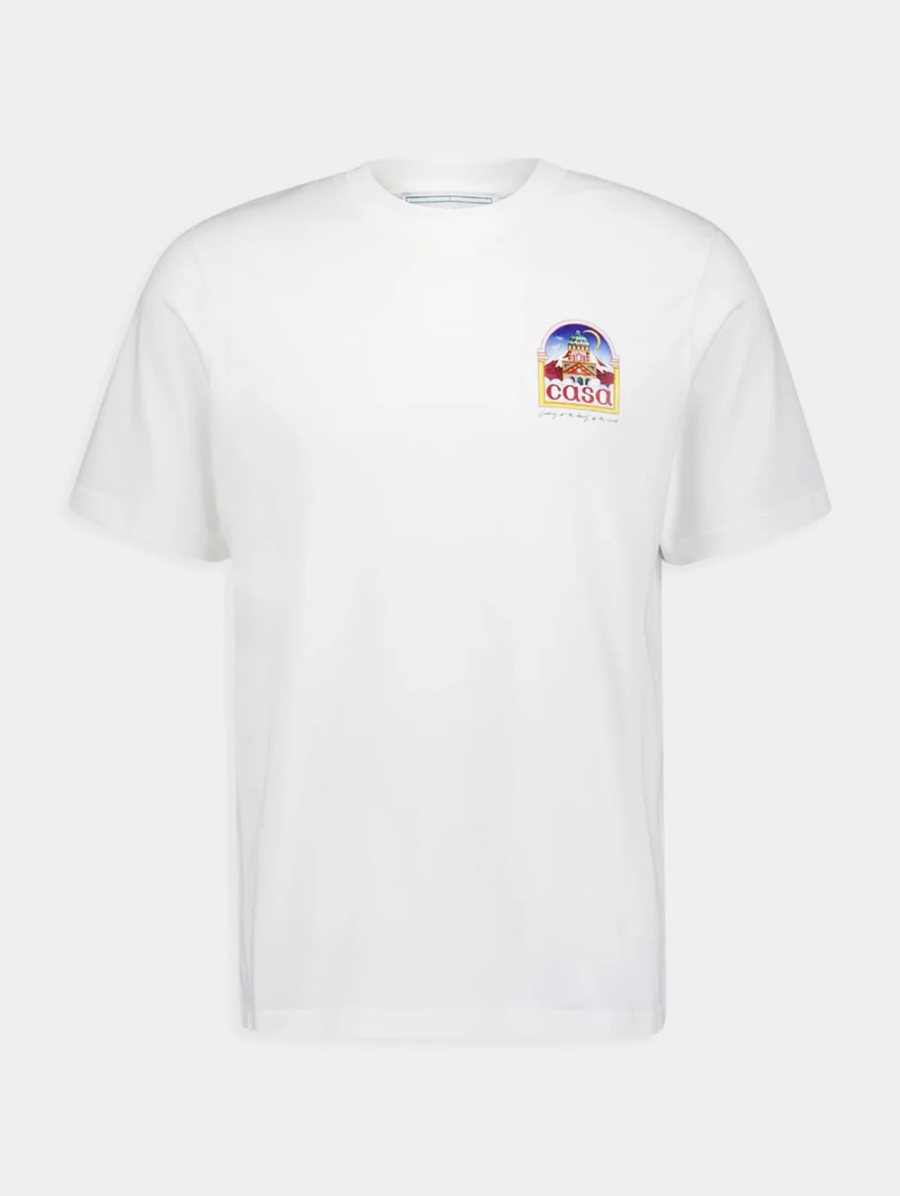 Casablanca Vue De L'arche Organic Cotton T-Shirt — White — 2