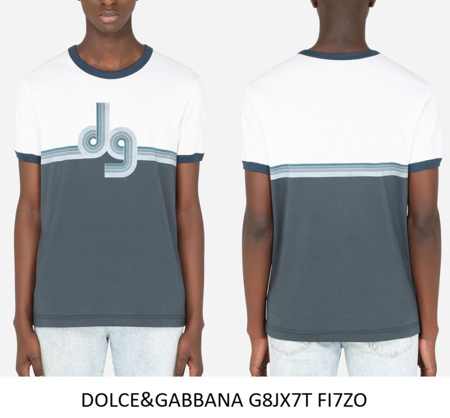 Dolce & Gabbana Colorblock T-Shirt — White/Navy