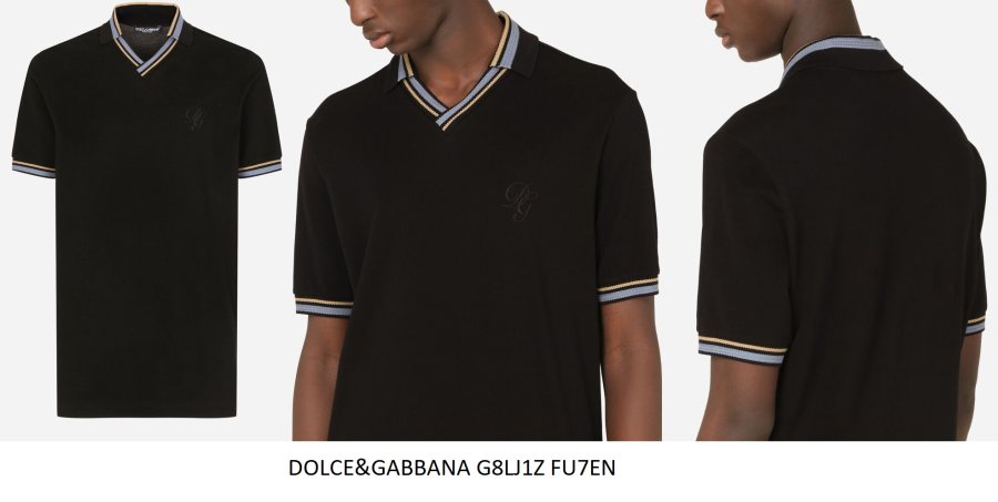 Dolce & Gabbana Contrast-Trim Polo — Black