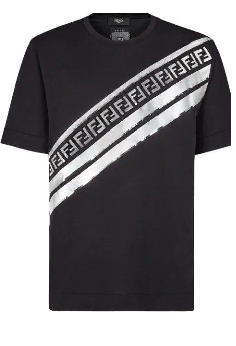 Fendi FF Stripe T-Shirt, Black — 2