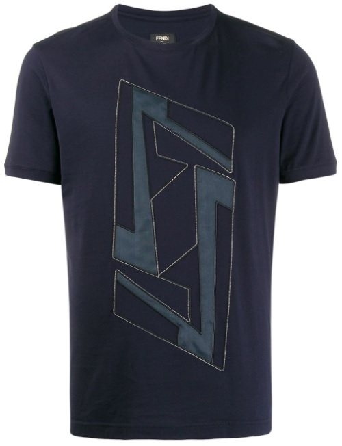 Fendi Geometric Print T-Shirt, Navy