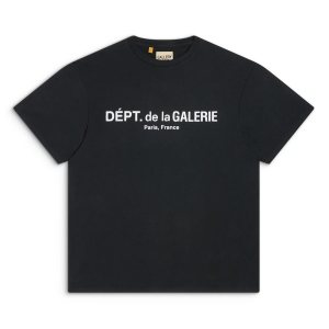 French Logo Front Print T-Shirt — Black