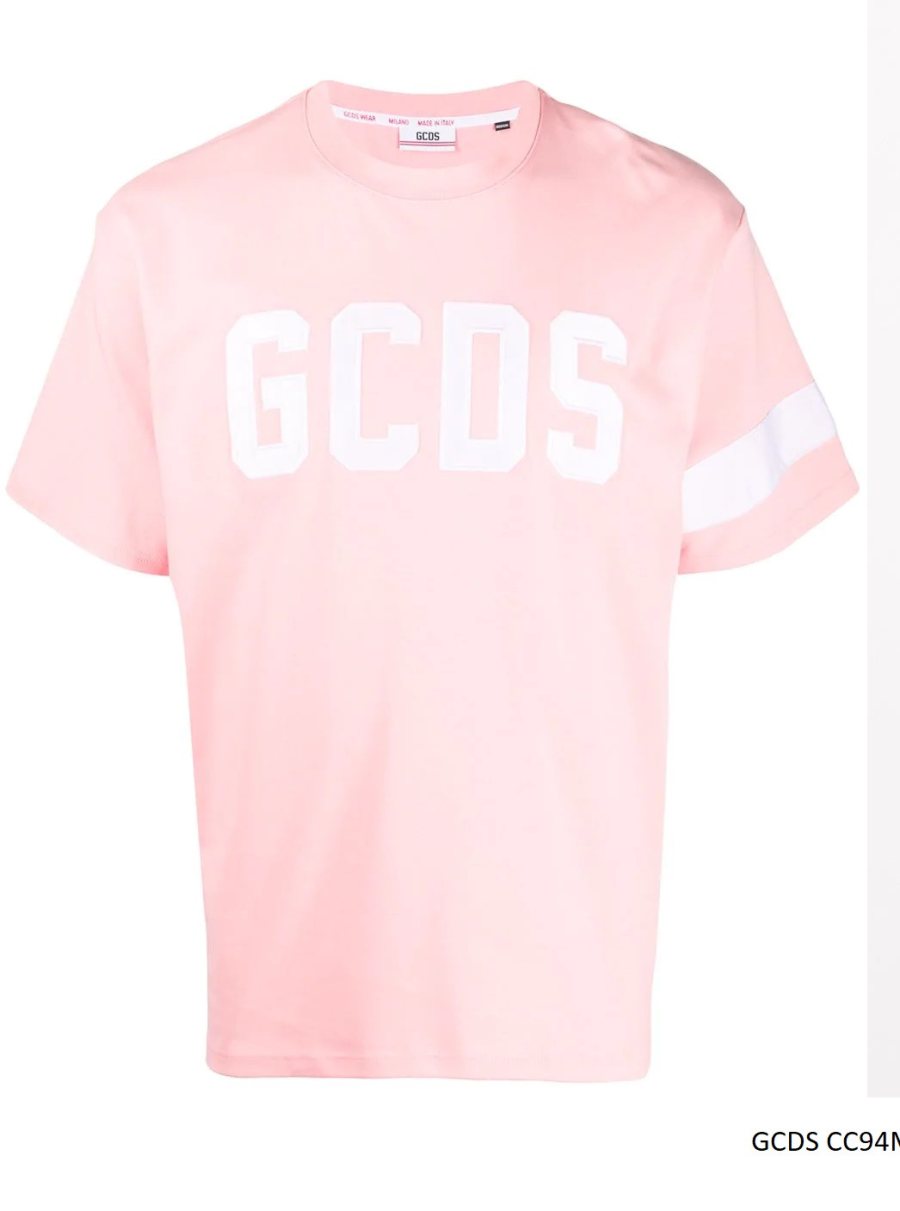 GCDS Logo T-Shirt, Pink — CC94M021004 — 3