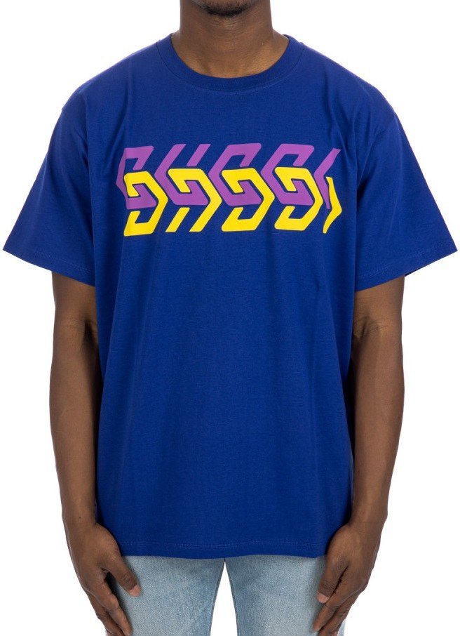 Gucci Rainbow Logo T-Shirt, Blue — 616036 XJDV9 — 2