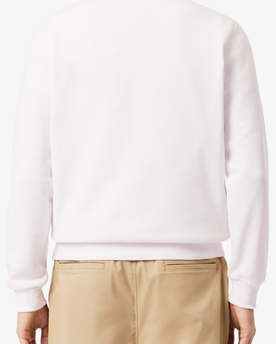 LACOSTE Lacoste Men Fleece Crew Neck Sweatshirt — White