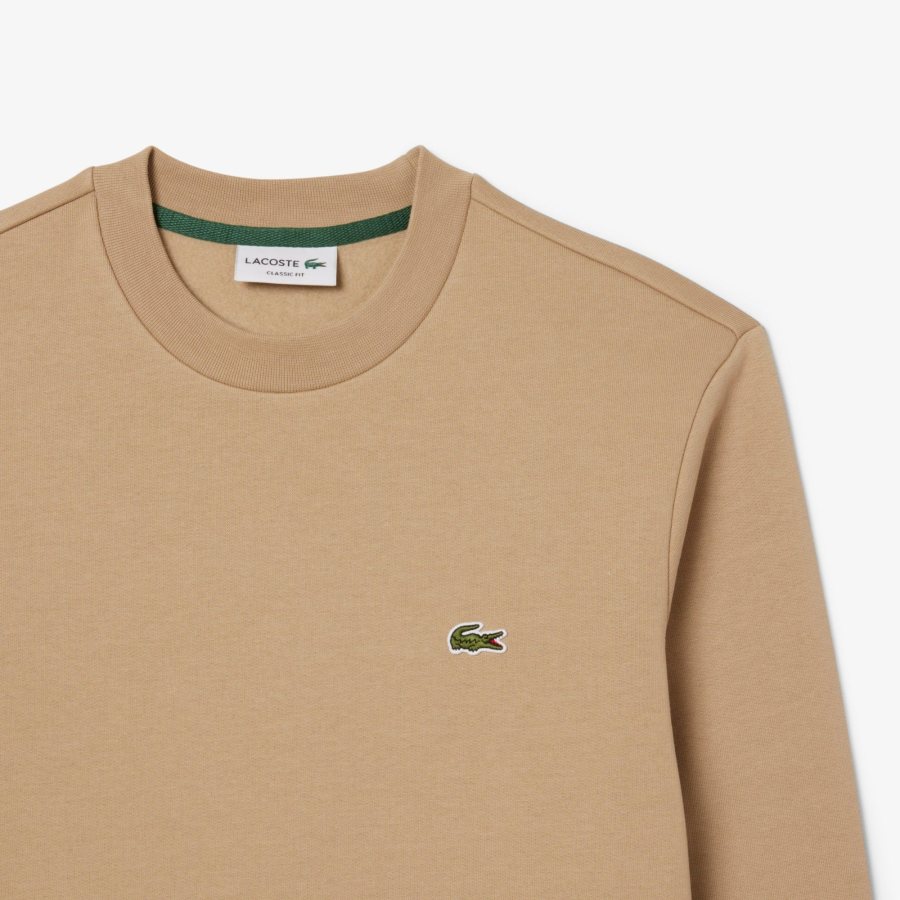LACOSTE Lacoste Men Fleece Crew Neck Sweatshirt — Beige