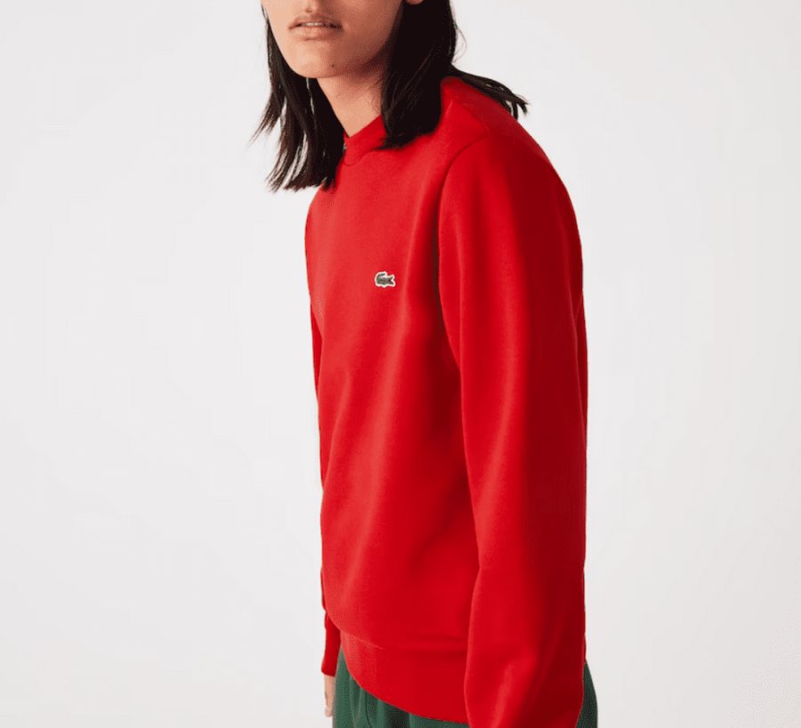 LACOSTE Lacoste Men Fleece Crew Neck Sweatshirt — Red — 3