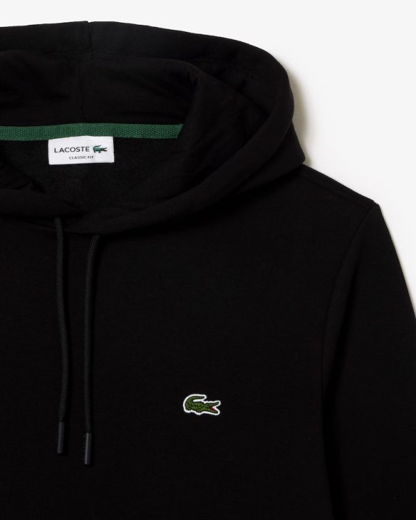 LACOSTE Lacoste Men Fleece Hoodie — Black