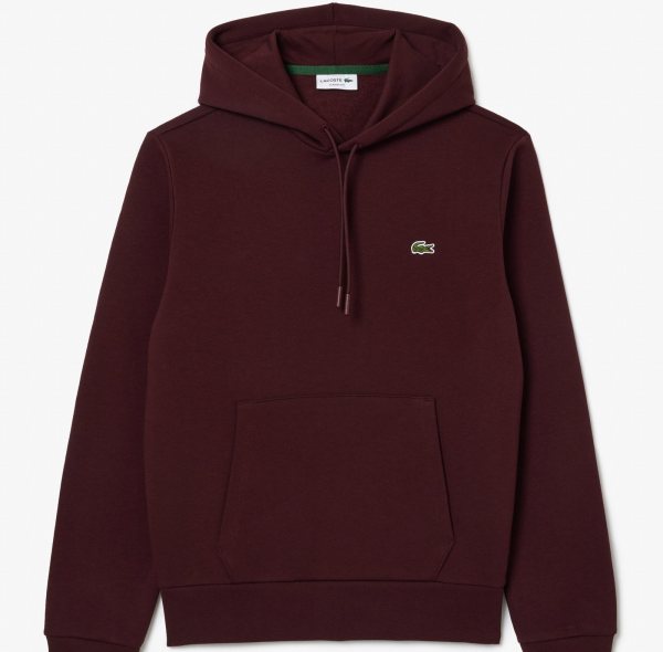 LACOSTE Lacoste Men Fleece Hoodie — Bordeaux
