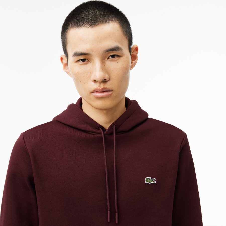 LACOSTE Lacoste Men Fleece Hoodie — Bordeaux — 3