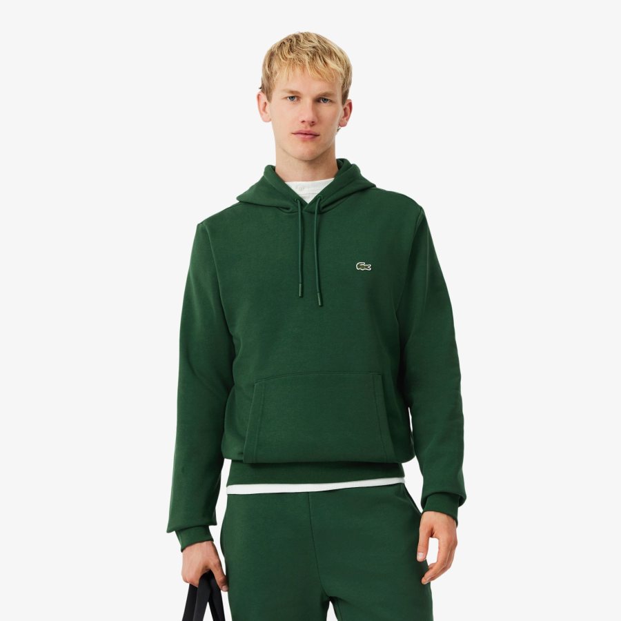 LACOSTE Lacoste Men Fleece Hoodie — Green — 4