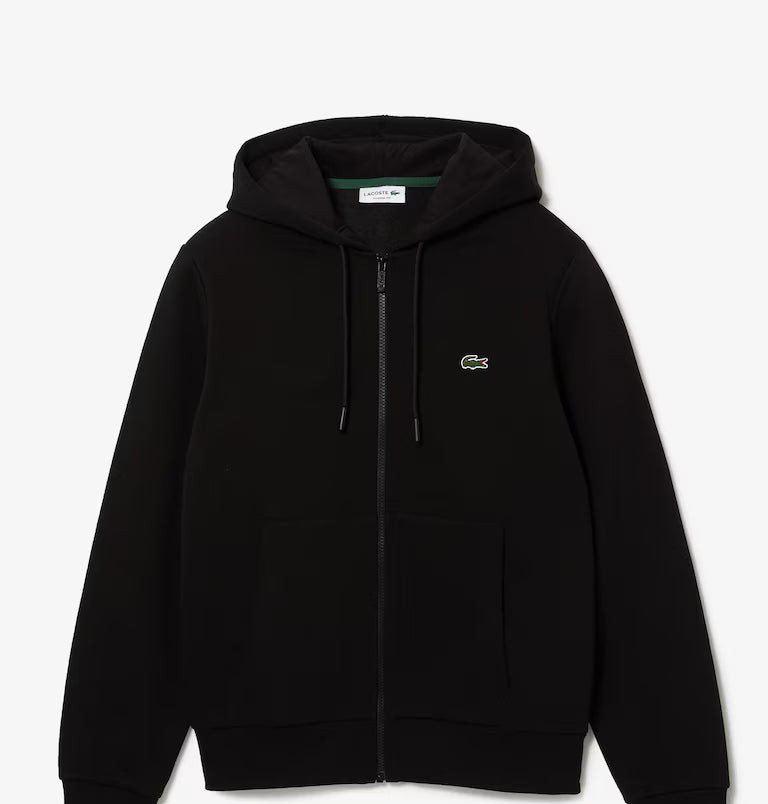 LACOSTE Lacoste Men Zip Up Fleece Hoodie — Black — 2