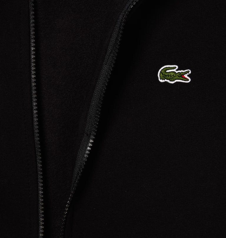 LACOSTE Lacoste Men Zip Up Fleece Hoodie — Black — 3