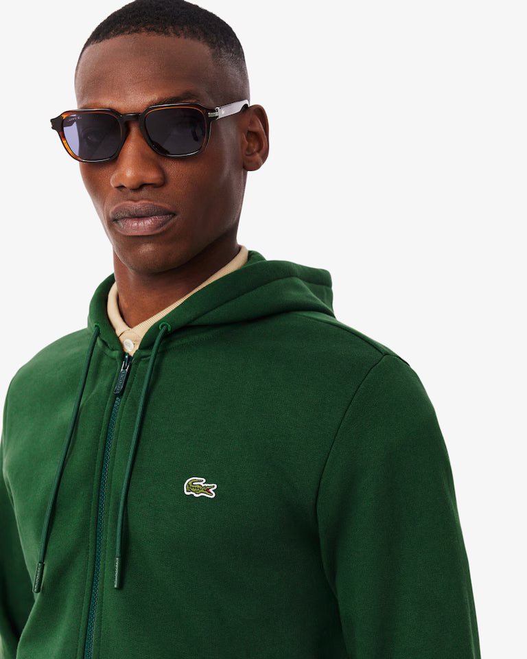 LACOSTE Lacoste Men Zip Up Fleece Hoodie — Green — 5