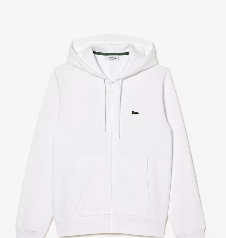 LACOSTE Lacoste Men Zip Up Fleece Hoodie — White — 2