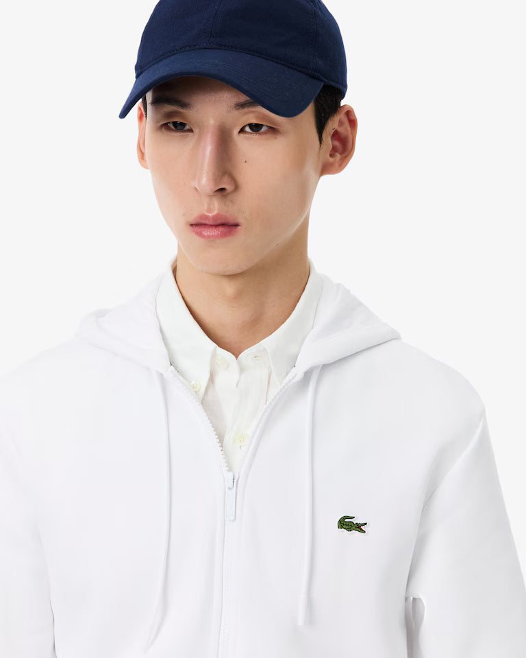 LACOSTE Lacoste Men Zip Up Fleece Hoodie — White