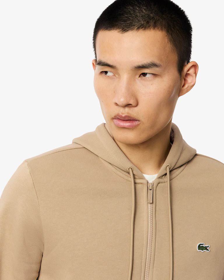 LACOSTE Lacoste Men Zip Up Fleece Hoodie — Beige — 2