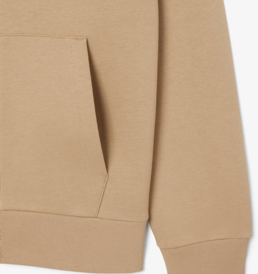 LACOSTE Lacoste Men Zip Up Fleece Hoodie — Beige — 4