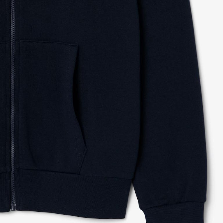 LACOSTE Lacoste Men Zip Up Fleece Hoodie — Navy Blue — 4