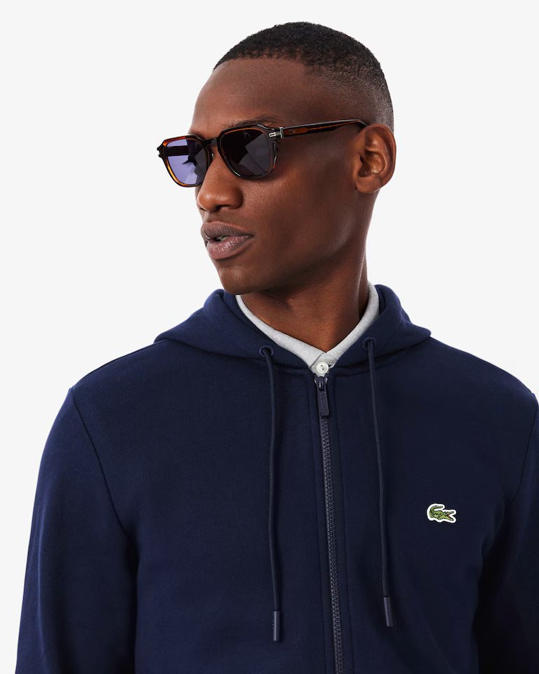 LACOSTE Lacoste Men Zip Up Fleece Hoodie — Navy Blue — 5