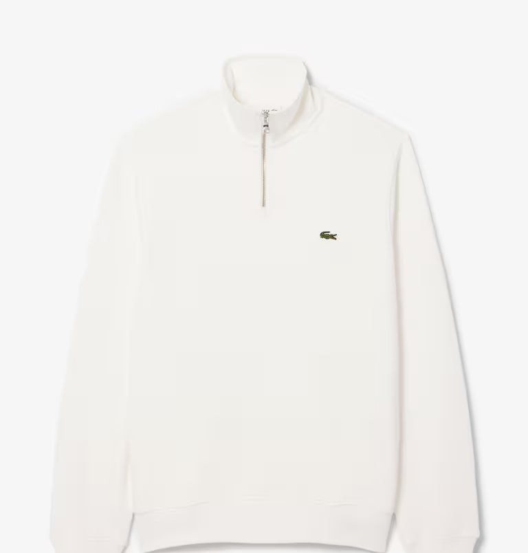 LACOSTE Lacoste Men Zip-Up High Neck Interlock Sweatshirt — White — 2