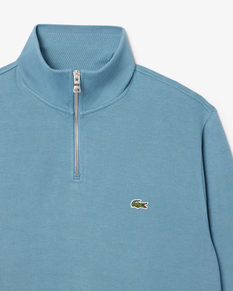 LACOSTE Lacoste Men Zip-Up High Neck Interlock Sweatshirt — Blue — 2