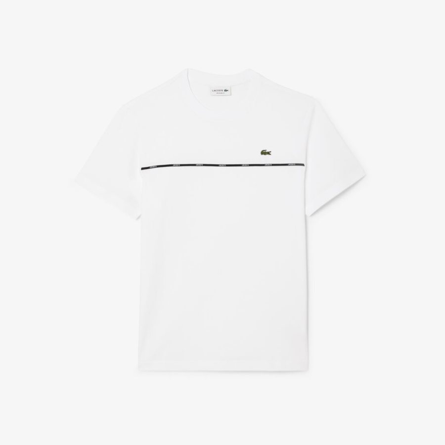 LACOSTE Lacoste Trim Cotton Jersey T-shirt — White — 2