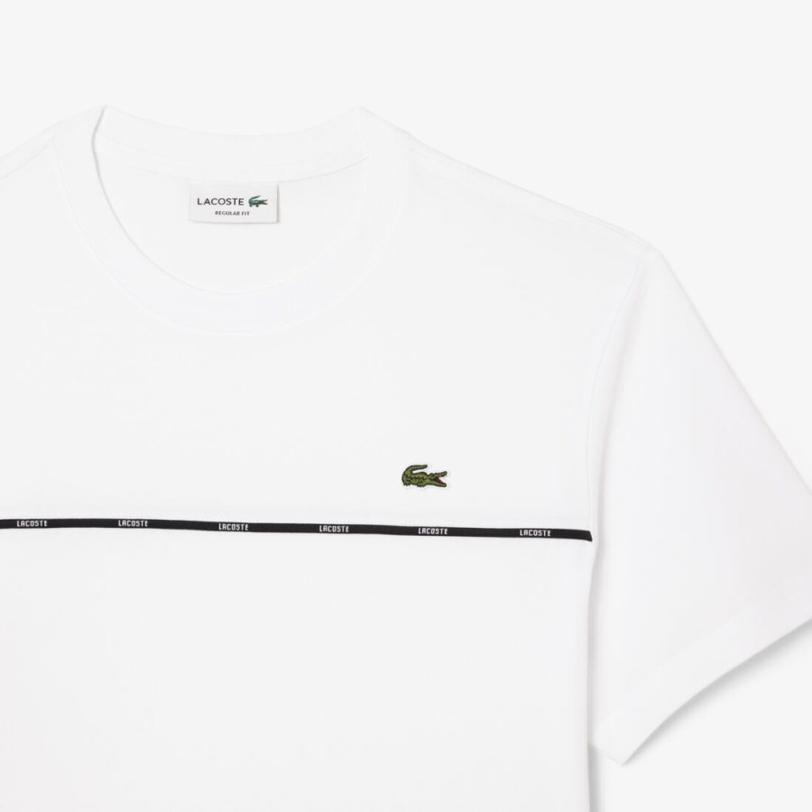 LACOSTE Lacoste Trim Cotton Jersey T-shirt — White