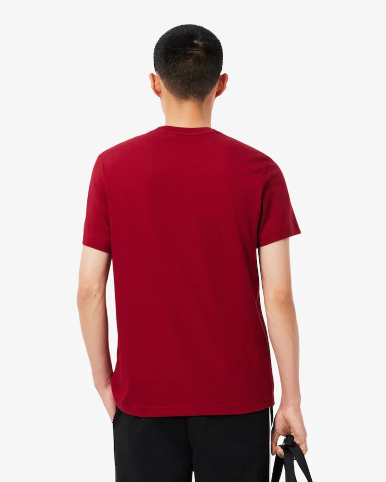 LACOSTE Lacoste Trim Cotton Jersey T-shirt — Bordeaux — 5