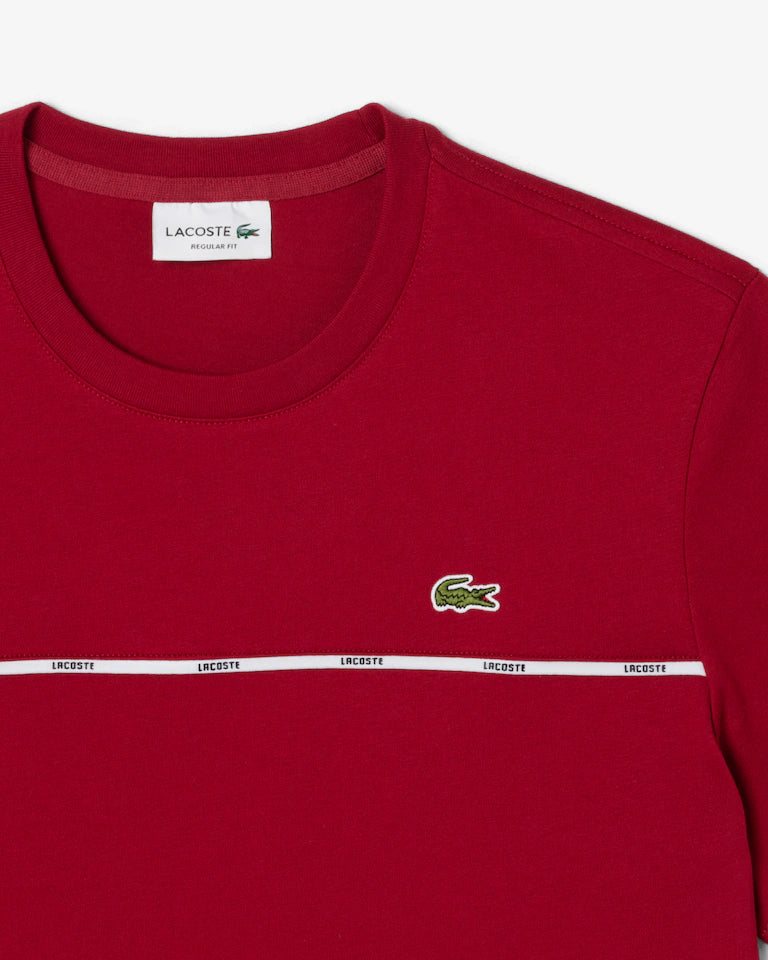 LACOSTE Lacoste Trim Cotton Jersey T-shirt — Bordeaux — 2