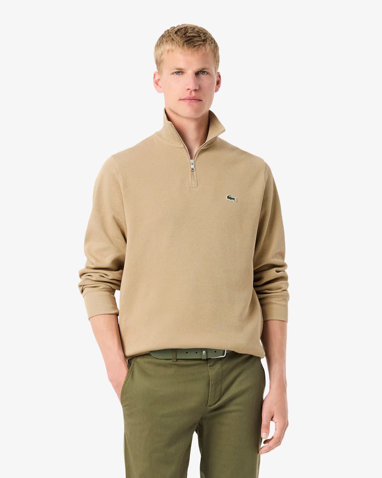 LACOSTE Zip-Up Men High Neck Interlock Sweatshirt — Beige — 5