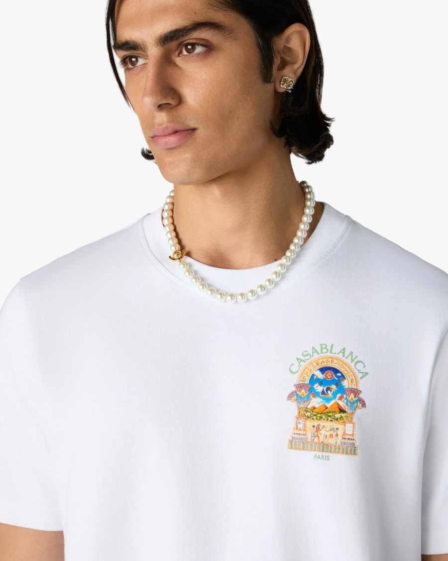 Casablanca Vue De L'arche Organic Cotton T-Shirt — White — 3