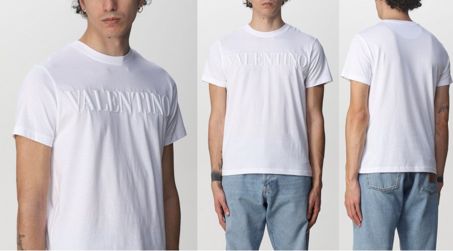 Valentino Logo T-Shirt, White — XV3MG08Y843 — 2