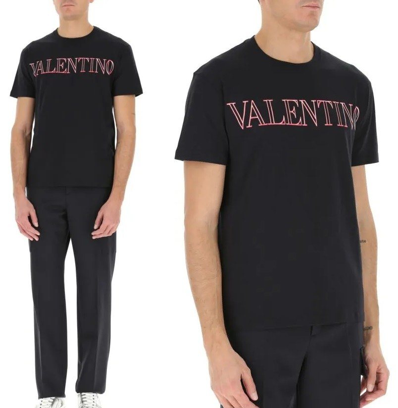 Valentino Logo T-Shirt, Black — XV3MG11H85M — 3