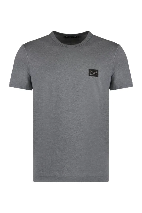 Dolce & Gabbana Logo Plaque T-Shirt — Grey